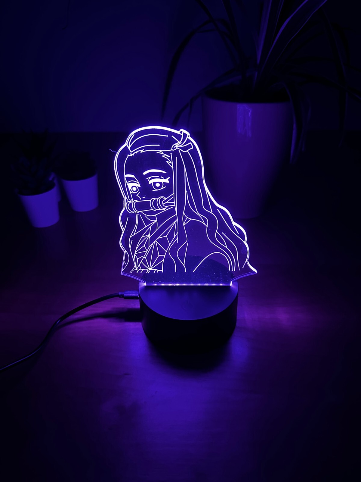 Lampe Nezuko Demon Slayer LED à changement de couleur tactile pour chambre