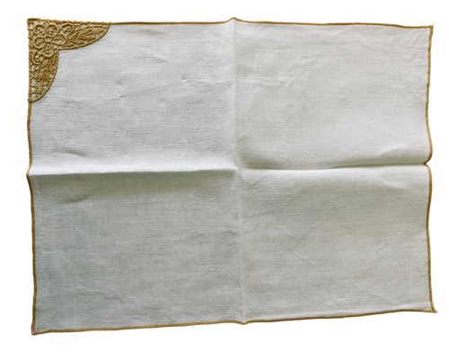 Kemp & Beatley 4 Napkin Set Cream/Gold Linen Embroidered Vintage 12.25” x 16.5” - Picture 5 of 7