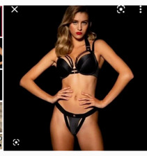 NWT Honey Birdette Watson black bra and panty set 32C and thong size S
