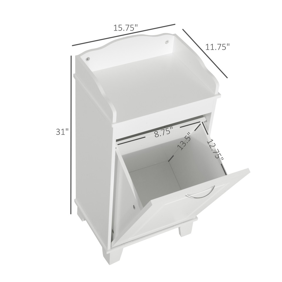 Wooden Bathroom Laundry Hamper Tilt Out Basket Storage Home