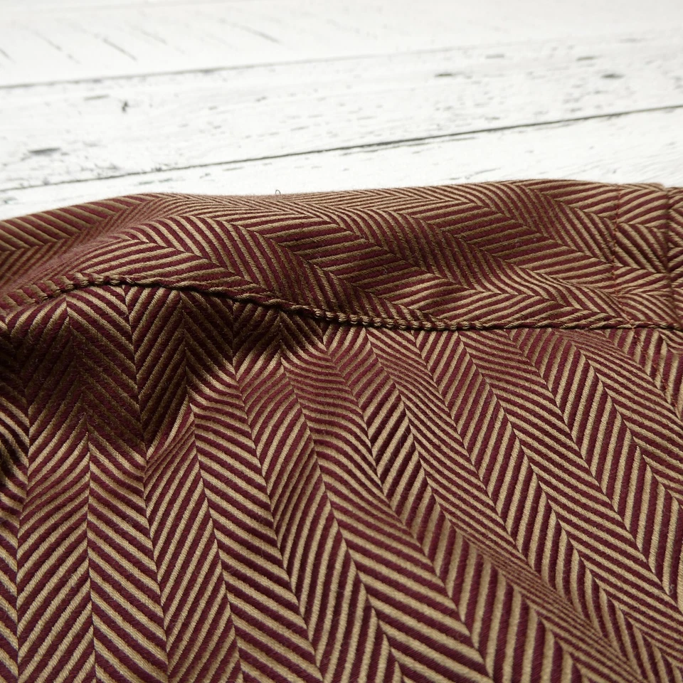 Kenneth Roberts Platinum Shirt Size XL Copper Brown Cotton Herringbone Button Up - Image 3 of 4