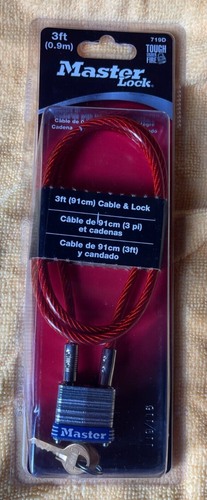 Master Lock Padlock Cable Lock 3'