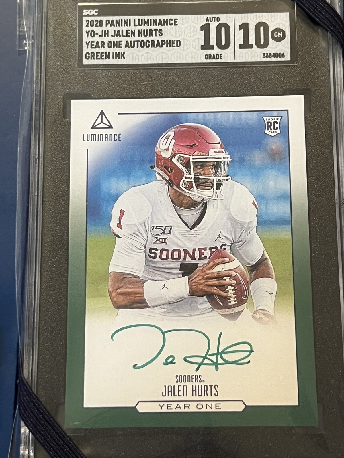 Jalen Hurts Panini Luminance Year One Signatures Rps #YOJH Green Ink