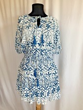 Love Kyla Blue White Tired Tassel Tie 'Sia' Dress - size Small NWT Boho