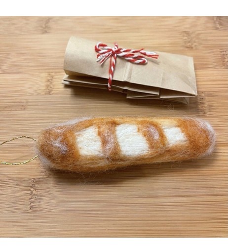 Handmade Needle Felted Baguette Ornament, Wool Figurine, Bread Ornament - Picture 4 of 4