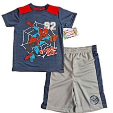 Marvel Spider-Man 2 Piece Set: T-shirt Blue Shorts Size 6T New