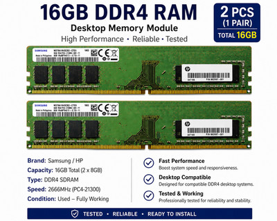 2x 8GB Samsung DDR4 2666MHz PC4-21300 1Rx8 Desktop RAM 16GB Kit M378A1K43CB2-CTD
