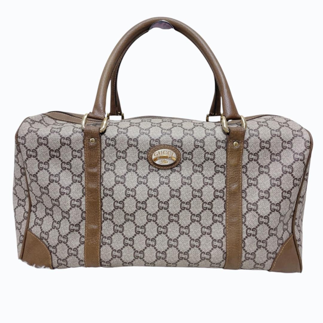 Gucci Mini Brown Leather Boston Bag 8x15x7in Pre-Owned