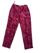 Womens Vtg Finity Naturals 100 Silk Pants Sz 6 Asian Floral feminine zip Y2K