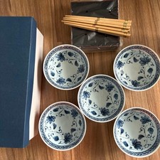 Y0226 Arita Ware Takamine kiln floral pattern pottery bowl bowl tray set of 5