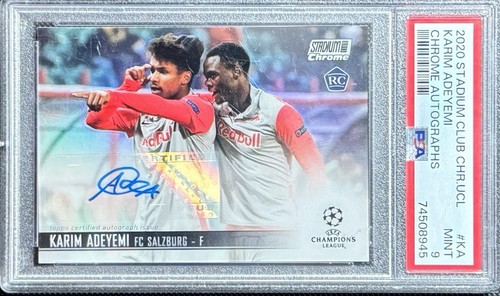 2020 Topps Stadium Club Chrome UEFA Karim Adeyemi True Rookie Auto PSA 9/10