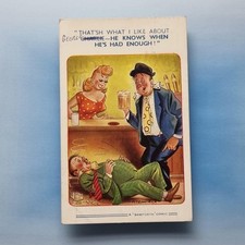 Comic Postcard Barmaid Boobs Drunks Bar Pumps 1961 Bamforth & Co