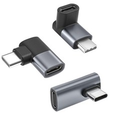 Basesailor USB C 90 Degree Adapter 3Pack,100W Right Angle Angled-Gray