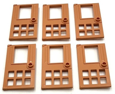 Lego 6 New Nougat Doors 1 x 4 x 6 6 Panes Stud Handles Hole for Pet Parts