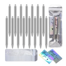 15 Pieces Stainless Steel Retractable Ballpoint Pen for DIY Office Signing Pen