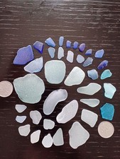 Rare Japanese Sea Glass Naturally Weathered blue gradation