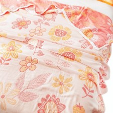 MEJU Floral Pink Cute Girls All Season Muslin Blanket Throw for Bed Sofa Couc...