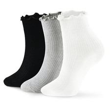 8 Pairs Frilly Socks Women,Ruffle Socks for Girl Women,Solid Color Lettuce