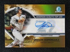 2023 Bowman Scouts Top 100 Gold Refractor 17/50 Jasson Dominguez Auto 1v3