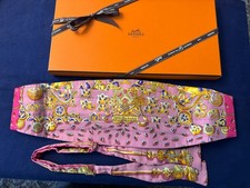 Handcrafted Cummerbund  Bow Tie Tresors Made from Authentic Hermes Silk Scarf