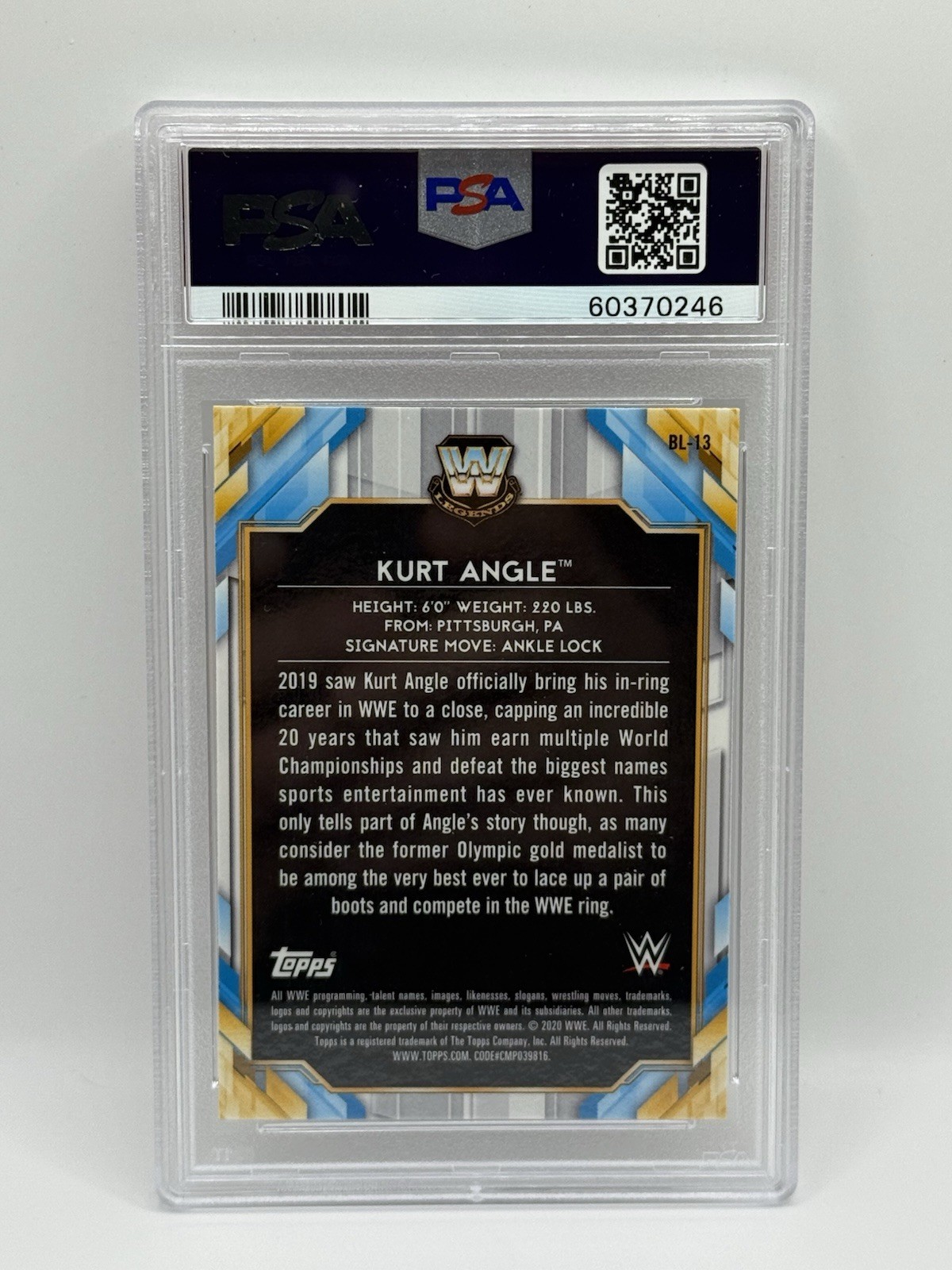 2020 Topps Chrome WWE #BL-13 Kurt Angle Big Legends PSA 10 Gem Mint view 2