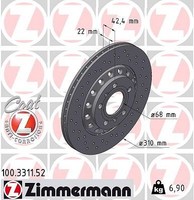 2X Zimmermann Bremsscheibe Hinterachse U.A. FüR Audi, VW