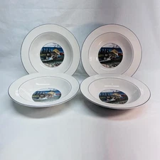 VTG 4 Pioneer Bay Exclusive Serving Bowls Epoch E203 Sail Boats Gulls8"Diax1.5"H