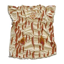 Women's Tribal Jeans Ivory Abstract Print Sleeveless Blouse - Small