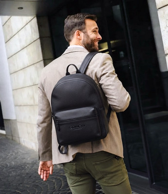 Genuine Coach Charter Black Leather Backpack For Men or Women