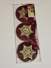 Winter Wonder Lane Festive Bloom Decorative Ornaments Burgundy 4" Round Glitter