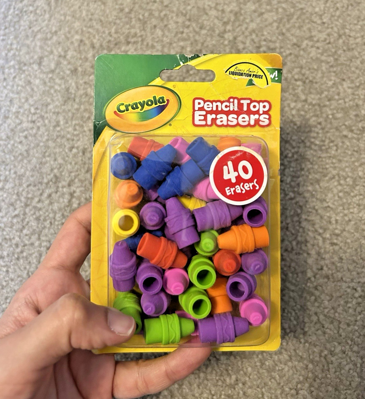Top Erasers 40 Count Crayon Shape School Supply New Sealed