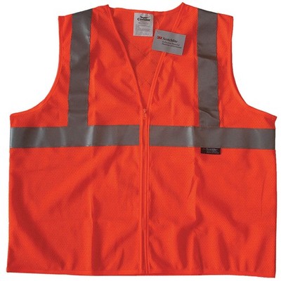 CONDOR 491R98 Safety Vest,Orange/Red,XL,Zipper 491R98