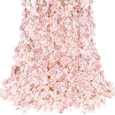 Cherry Blossom Garland Artificial Cherry Flower Vines 6 Pack Hanging Silk Flower