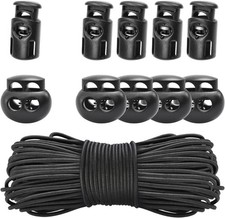 20PCS Plastic Spring Cord Lock for Drawstring,1/8 Inch 65Ft Elastic Cord Small P