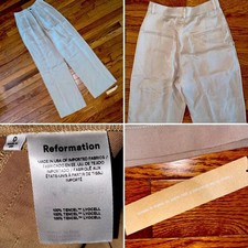 New Reformation Mason Tan Khaki Tencel Wide Leg Trouser sz 0 NWT