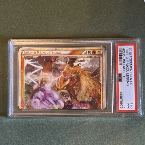 Pokémon 2010 Entei & Raikou Legend 90 Unleashed Holo PSA 7 NEAR MINT