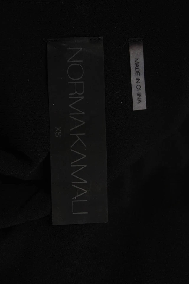 Mono negro Norma Kamali para mujer manga corta cuello en V ribete a rayas pierna ancha XS Foto 4 de 4