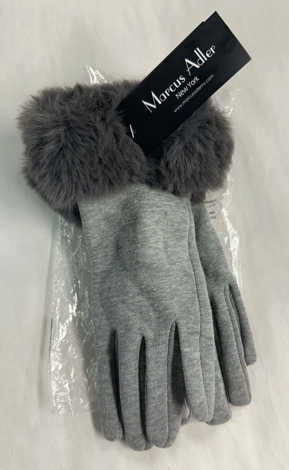 Marcus Adler Women's Faux Fur Cuff Jersey Touchscreen Gloves - One size - Gray