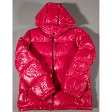 Polo Ralph Lauren Puffer Jacket Kids XL 18-20 Red Glossy Hooded Down Coat