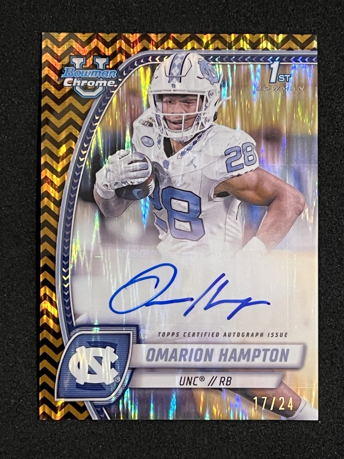 2024 Bowman U Chrome Omarion Hampton Black Gold & Stealth Refractor Auto /24