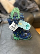 Western Chief Rain Boots Kids 11 Dino Brush Stripe Lighted Up Waterproof