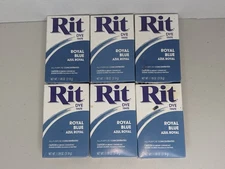 Rit All-Purpose Powder Fabric Dye Royal Blue 1-1/8 oz - Lot of 6 Boxes
