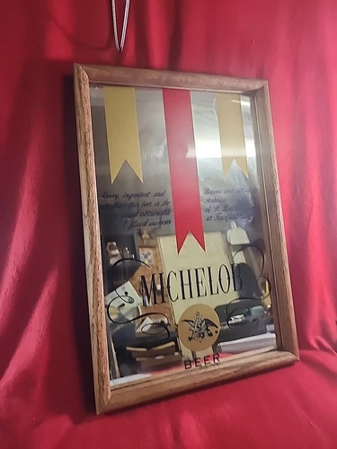 Michelob Beer Sign Mirror Vintage Anheuser Busch 19” X 13” Bar Man Cave