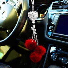 Piburth Bling Car Interior Accessories For Women Girls Mirror Wine Red