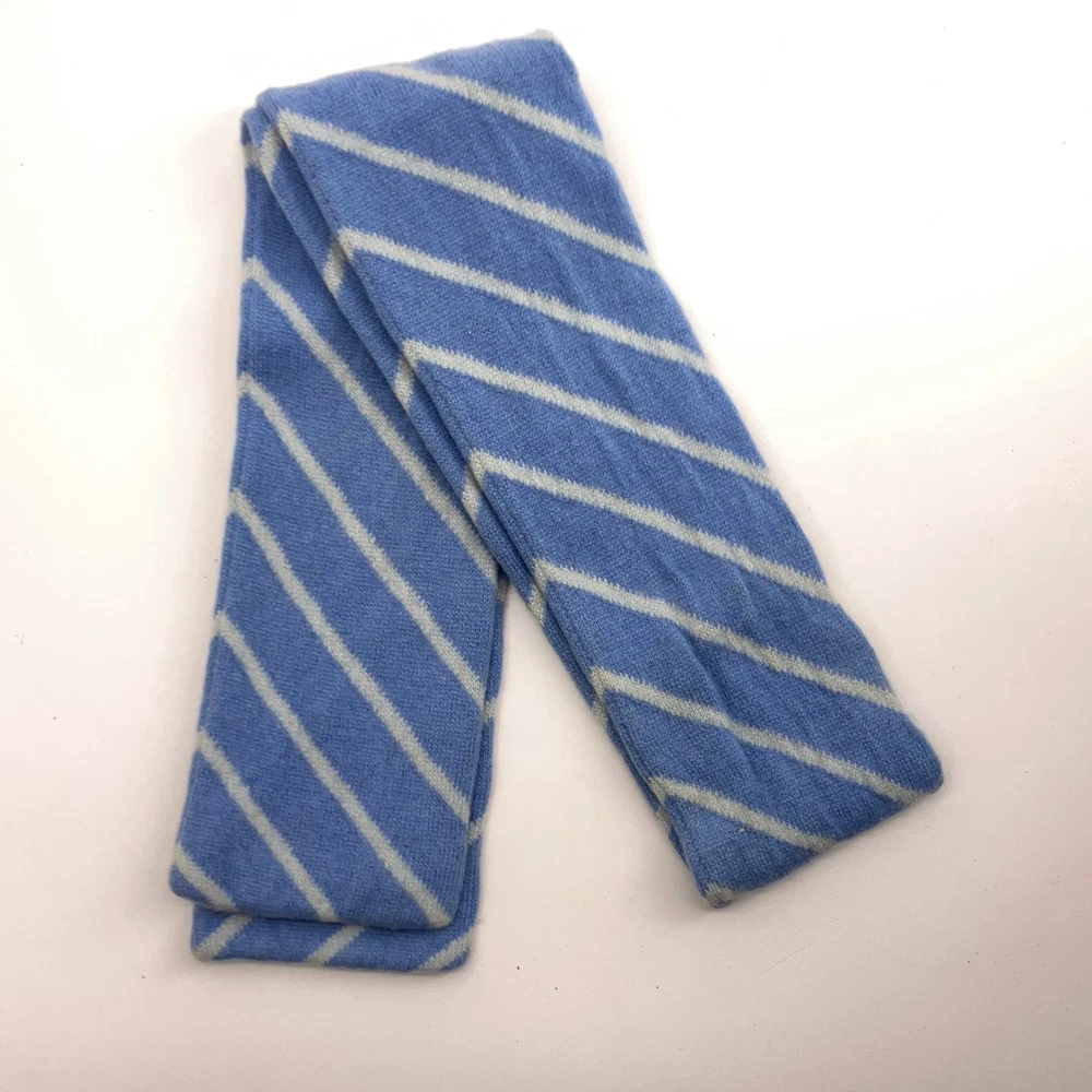 Express Narrow Winter Scarf Light Blue Diagonal Stripe