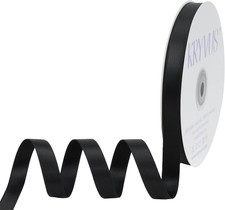 Black Satin Ribbon, Double Faced 1/2 Inch X 50 Yards Black Ribbon, Premium Satin