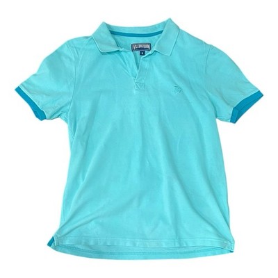 Vilebrequin Teal Embroidered Turtle Mens Cotton Polo Size Small Preppy Summer