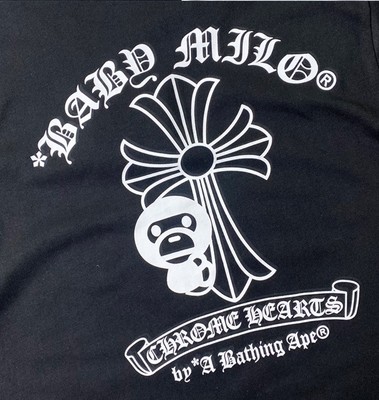 A BATHING APE CHROME HEARTS Tシャツ A BATHING APE×Chrome hearts】ロゴデザインコラボTシャツ