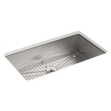 New Kohler K-3821-4-NA Vault 33 Single Basin Drop-In - Under-Mount 18-Gauge Stai