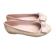Ted Baker Sualli Size 8 (38.5) Lt Pink Raffia Bow Ballet Flats Leather Sock 